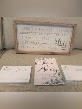 Wood Framed Sentimental Wall Sign - White and Green and Memory Cards